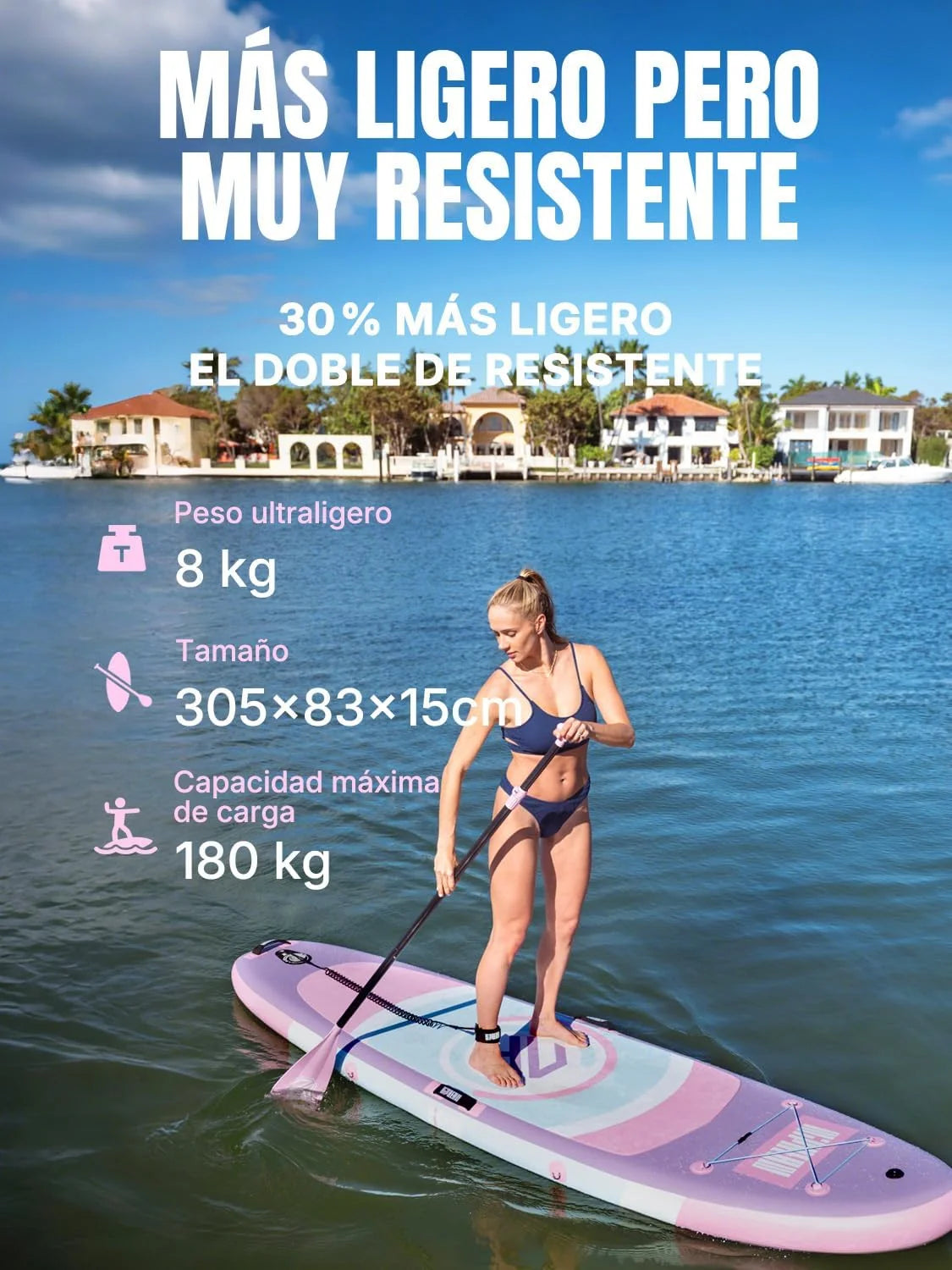 Niphean Tabla de Paddle Surf Inflável, Prancha de Paddle Surf 305 cm com Quilhas de Equilíbrio para Iniciantes e Acessórios Resistentes, Prancha Sup para Adultos, Stand up Paddle Board Versátil para Yoga
