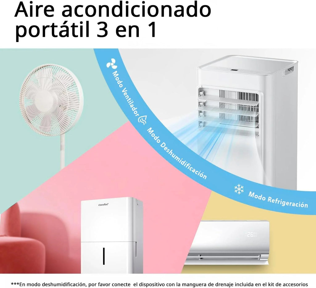 COMFEE Pinguim Ar Condicionado Portátil 9000 BTU/2300 Frigorias Breezy Cool Pro – Climatizador sem unidade exterior, Baixo Consumo, Controlo por App e Kit de Janela – Refrigera, Ventila e Desumidifica