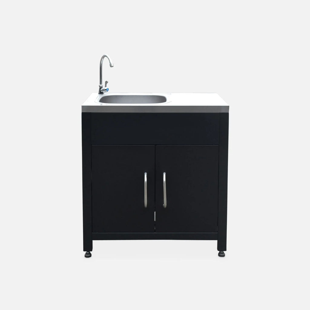 Cozinha de Aço para Exteriores com Pia de 80cm, Preta