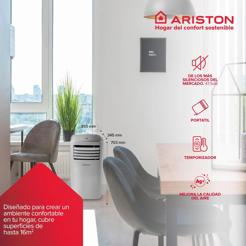 Ariston Mobis 9 Ar Condicionado Portátil (eficiência energética, silencioso, fácil de instalar). Projetado para instalação na Polônia