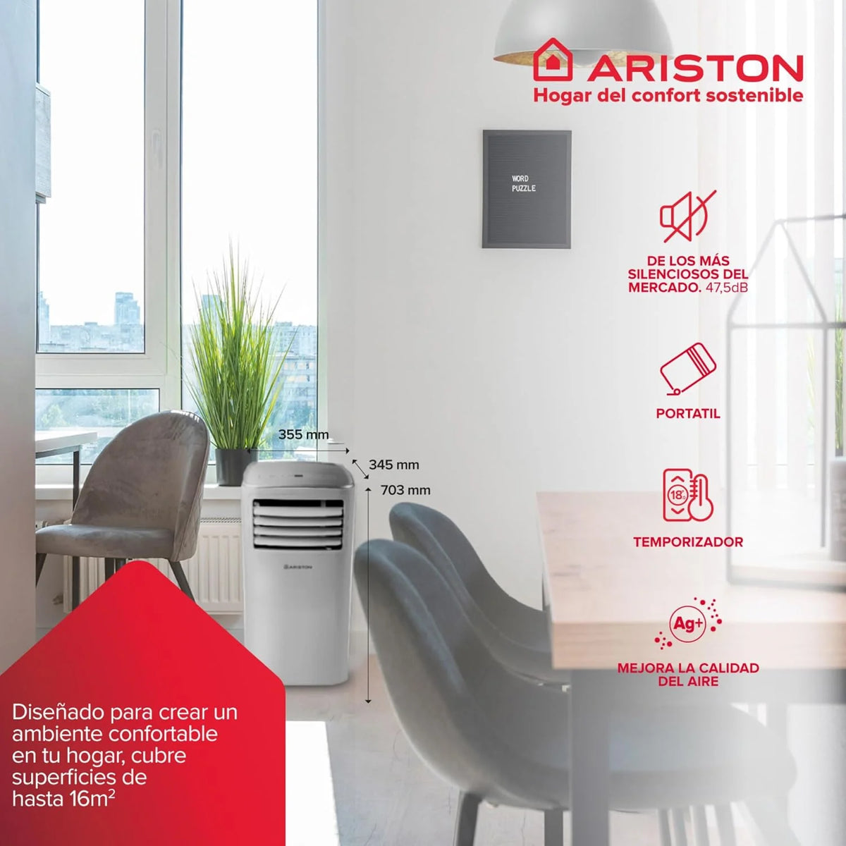 Ariston Mobis 9 Ar Condicionado Portátil (eficiência energética, silencioso, fácil de instalar). Projetado para instalação na Polônia