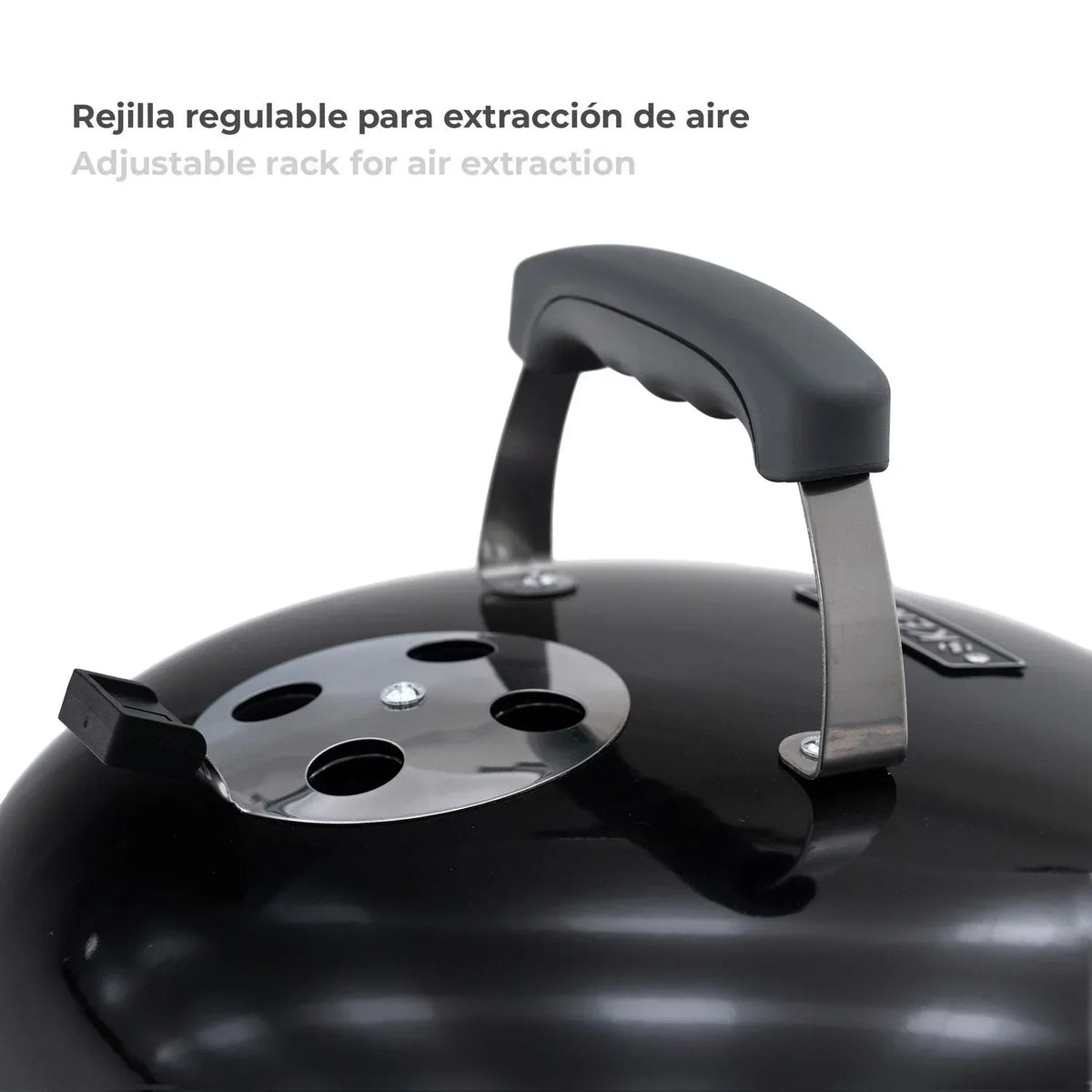Churrasqueira a Carvão Portátil de Mesa Kekai Tahoe 37x37x44 Cm Tampa com Sistema de Transporte e Bloqueio Esmaltado Preto