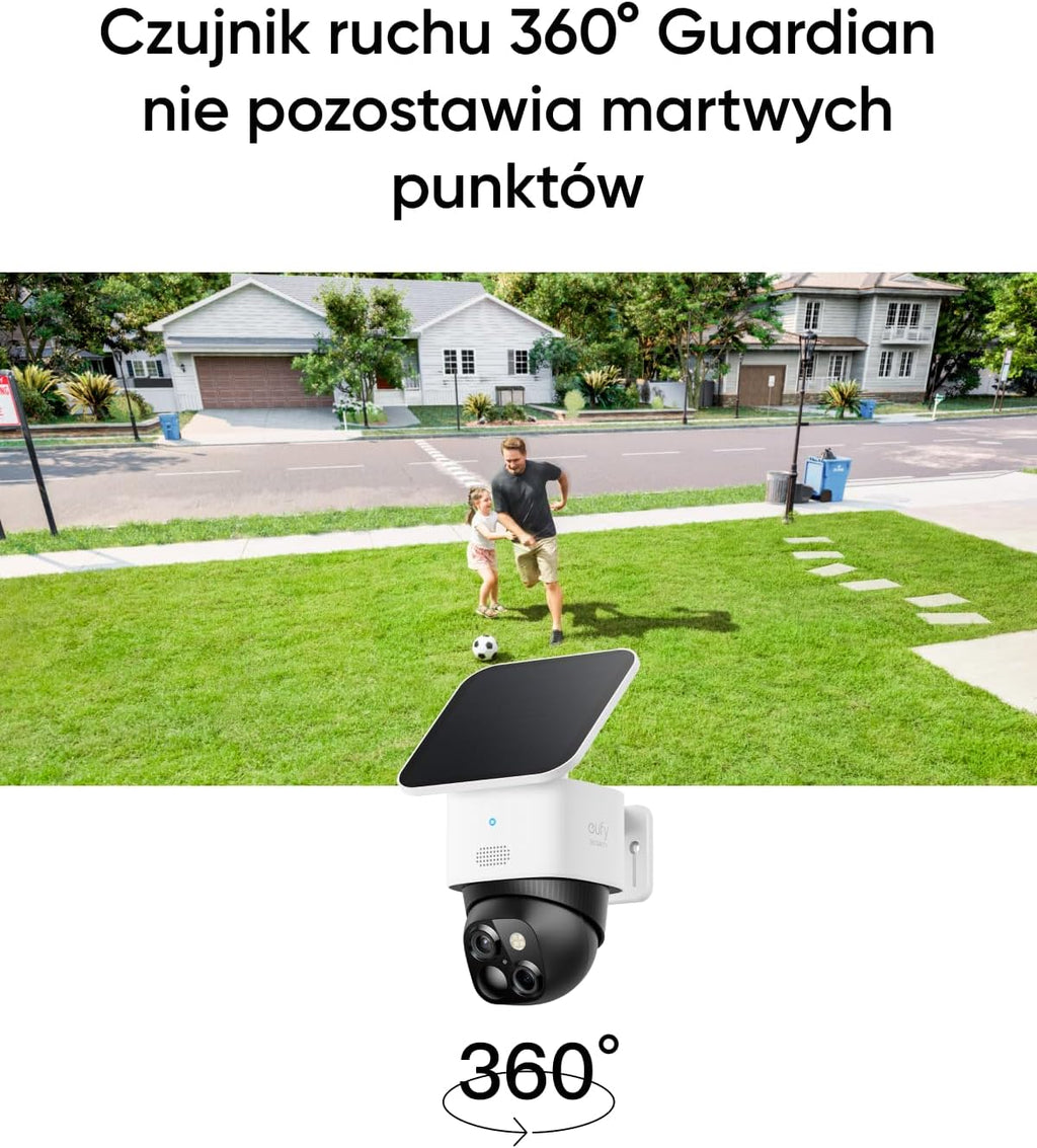 eufy Security SoloCam S340 Câmera de segurança solar com lentes duplas, câmera de segurança doméstica 3K externa sem fio, vigilância 360°, Wi-Fi 2,4 GHz, sem taxa mensal