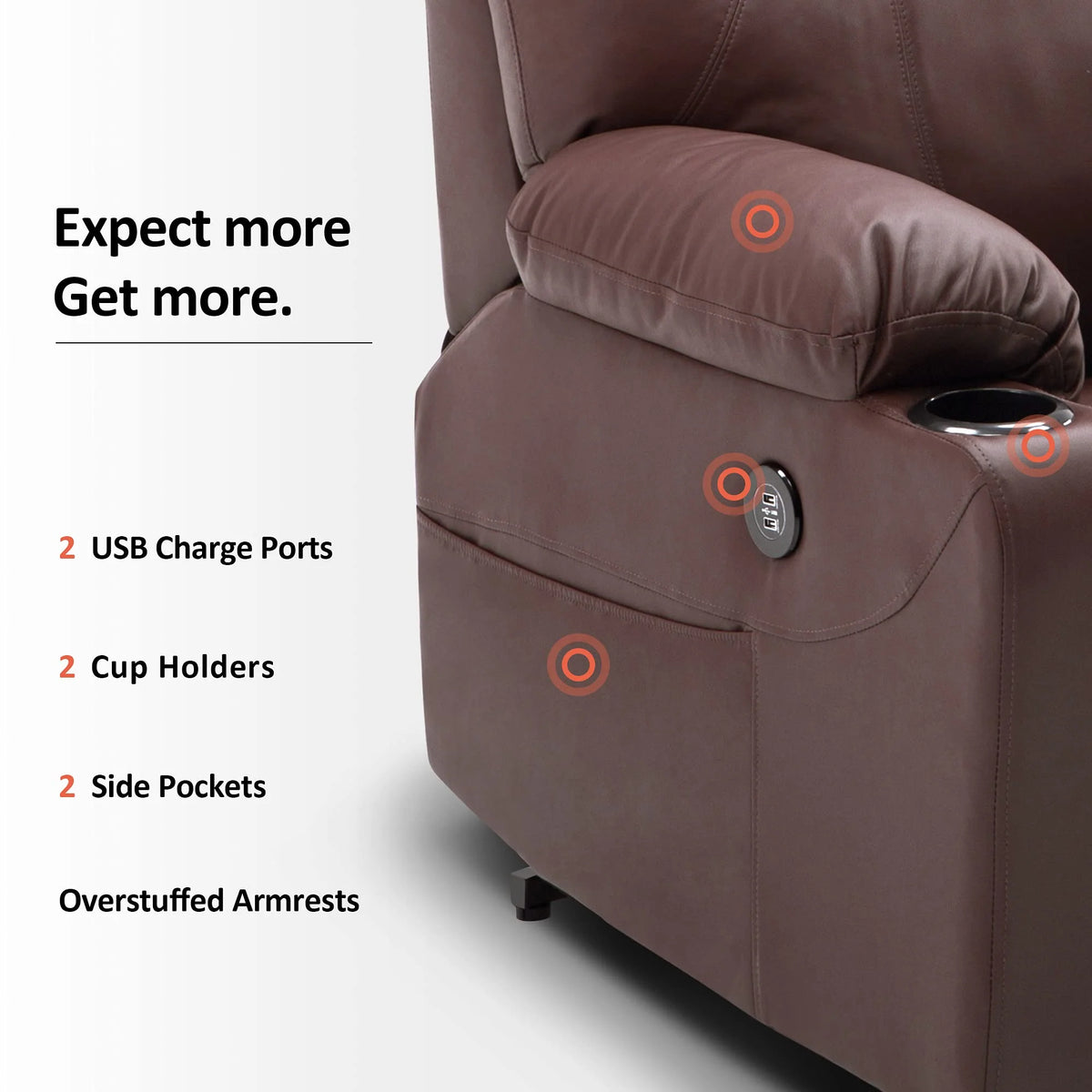 Mcombo Poltrona Reclinável Elétrica com Massagem e Carregamento USB