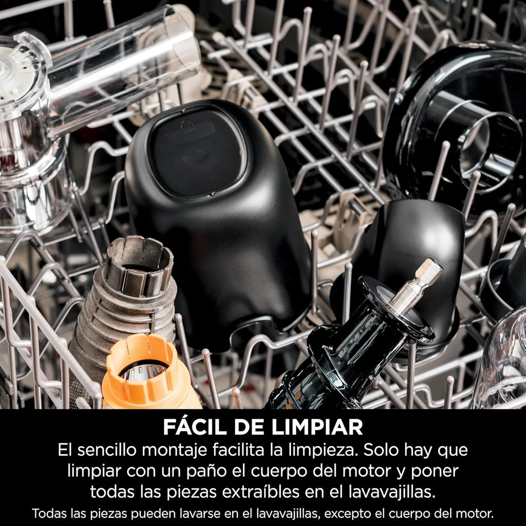 Ninja Extrator de Sumos de Prensagem a Frio com Jarro de 700ml e Recipiente para Polpa de 1,1L para Sumos e Bebidas Saudáveis, Compacto, Peças Próprias para Máquina de Lavar Loiça, Cinzento, JC151EU