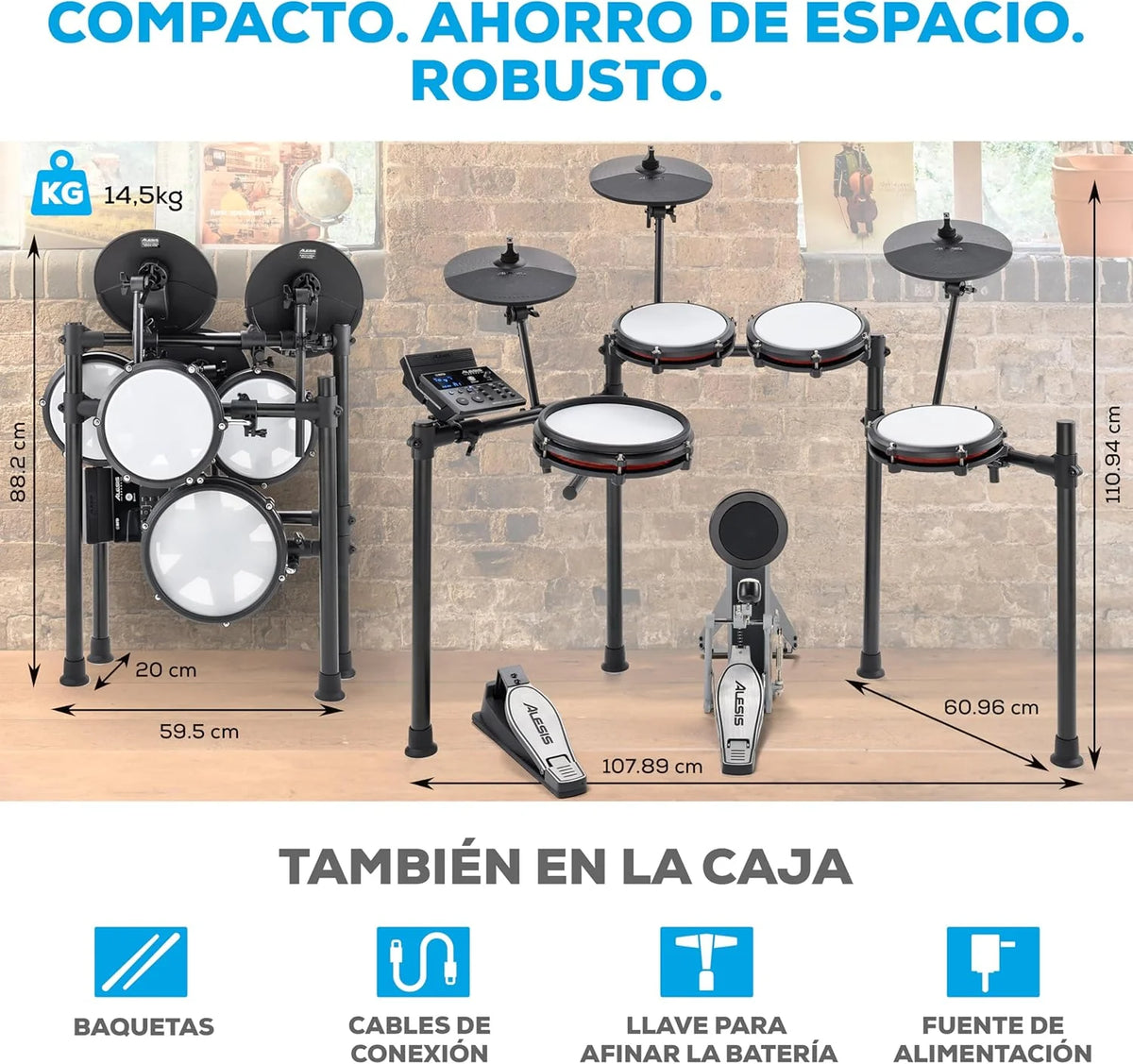 Alesis Nitro Max Kit Bateria Eletrônica com Pads de Mesh Silenciosos, Caixa Dual-Zone de 10", Bluetooth, Mais de 440 Sons Autênticos, Aulas Drumeo, USB MIDI, Pedal de Bumbo