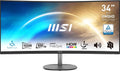 MSI Pro MP341CQ 34" UWQHD Monitor Curvo de Escritório – Painel VA 1500R, 3440x1440, 100Hz, Conforto Visual, sRGB 116%, HDR Ready, Alto-falantes Embutidos, Inclinação Ajustável – HDMI, DisplayPort