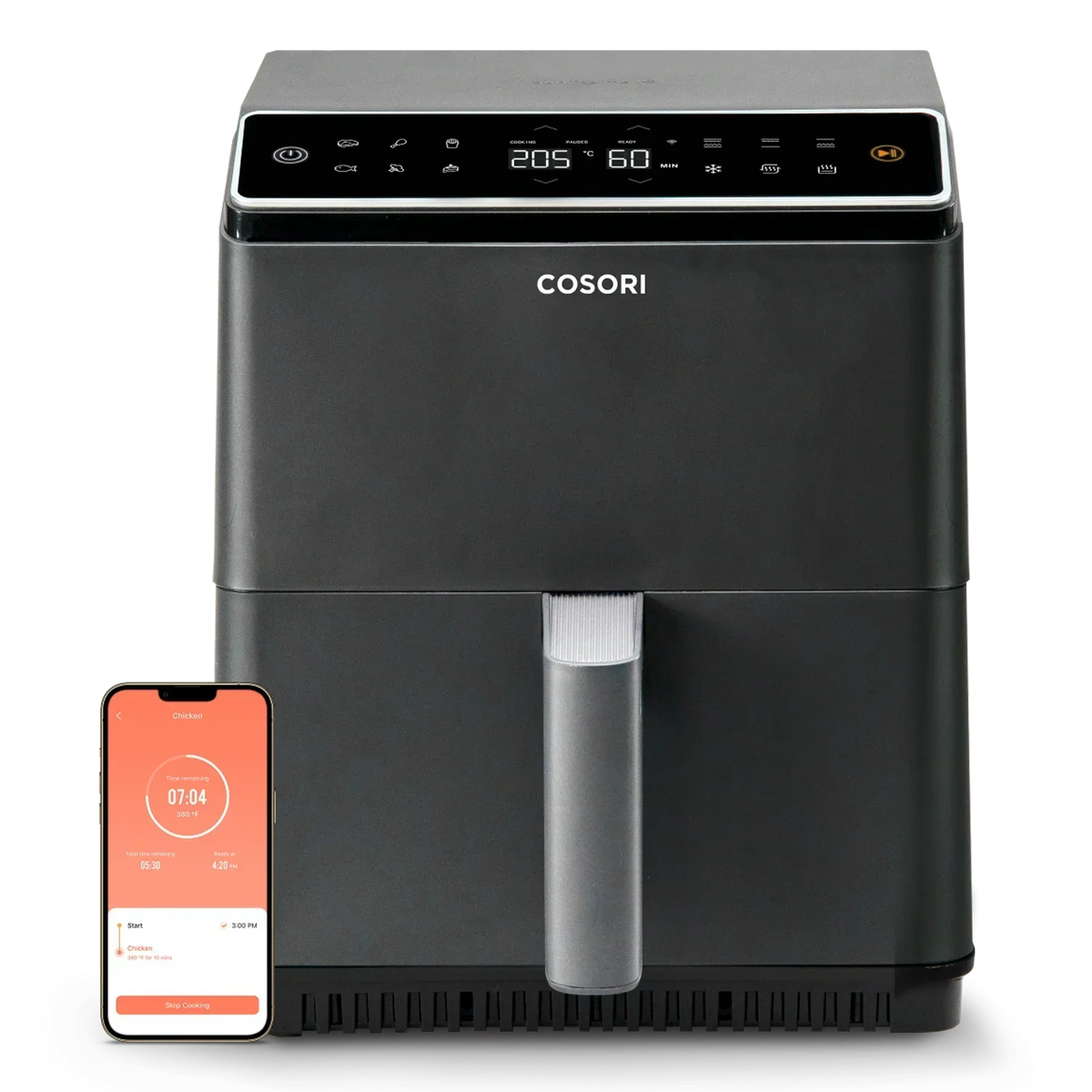 Cosori Dual Blaze Fritadeira de Ar Inteligente 6.4L – Cinza Escuro