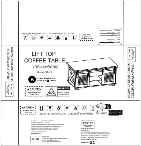 VOWNER Mesa de Centro Elevável, Mesa Extensível, Multifuncional 3 em 1 com Armazenamento Oculto - Sala de Jantar, Conversível, Estilo Fazenda, Nogueira