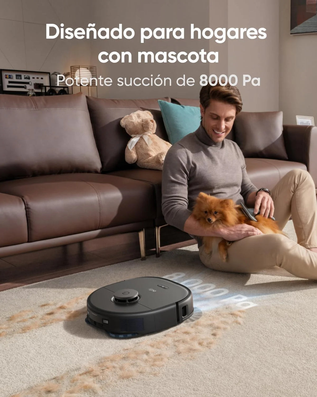 Aspirador Robô eufy X10 Pro Omni com Estação de Esvaziamento Automático e Panos Giratórios, Esfregão Duplo com Elevação Automática de 12 mm, Detecção de Tapetes, Anticolisão AI, Lavagem e Secagem Automática, Preto
