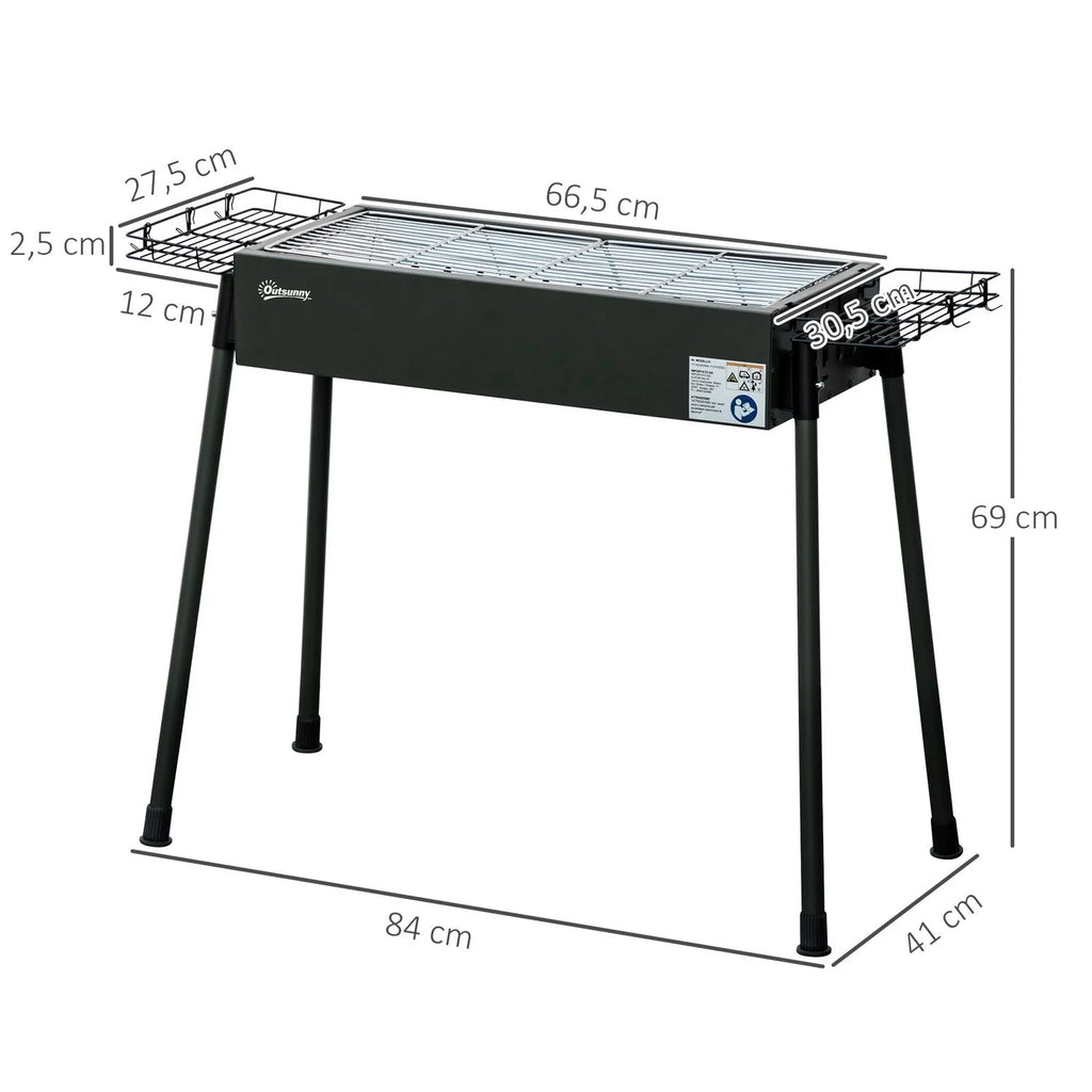 Churrasqueira a Carvão Outsunny Aço Inoxidável Metal 77x30x70 Cm Preto