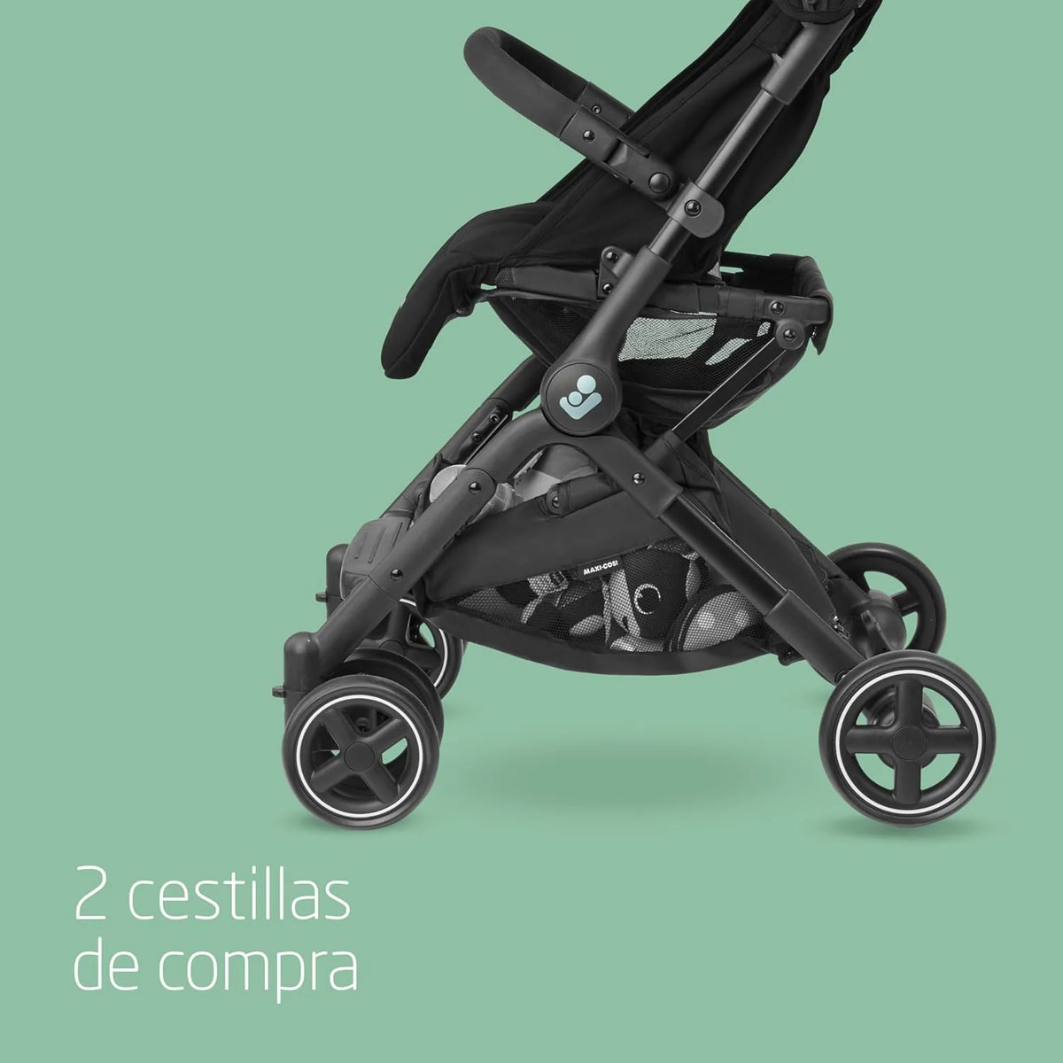 Maxi-Cosi Lara2, Carrinho de Bebê Leve, 0-4 anos, 0-22 kg, Carrinho de Bebê Compacto, 3 Posições de Reclínio, Reclínio Total, Fechamento Automático, Alça de Ombro, Essential Black