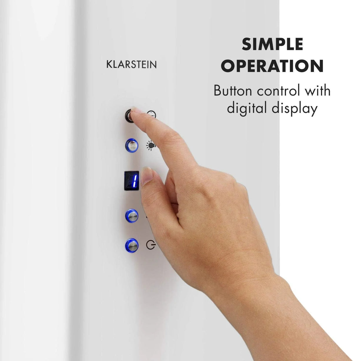 Klarstein Barett - Coifa de Parede, Ø 35 cm, Potência de 190 W, Ventilação Máxima de 590 m³/h, 3 Níveis de Potência, Classe de Eficiência Energética B, Iluminação LED, Aço Inoxidável Escovado, Branco
