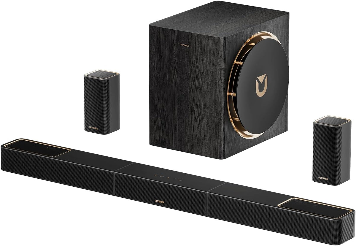Barra de Som ULTIMEA 5.1.2ch com Dolby Atmos, Alto-Falantes Superiores de Disparo para Cima, Subwoofer Sem Fio e 2 Traseiros, 460W, HDMI eARC, BT 5.4, Sistema de Home Theater Skywave F40 Boom