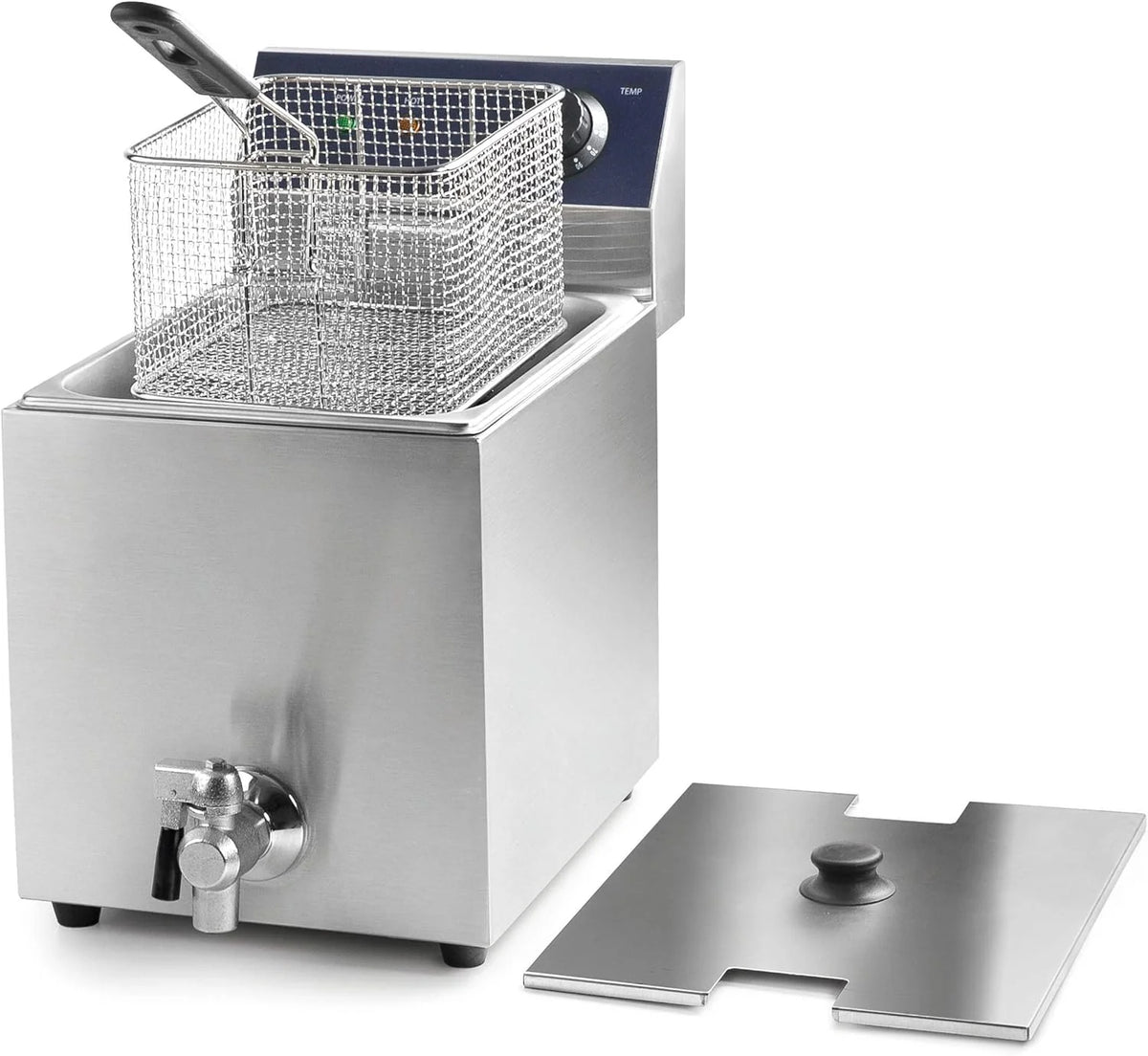 Lacor 69468 69468 - Fritadeira Elétrica Profissional com Torneira, 3250 W, 8 L, Aço Inoxidável