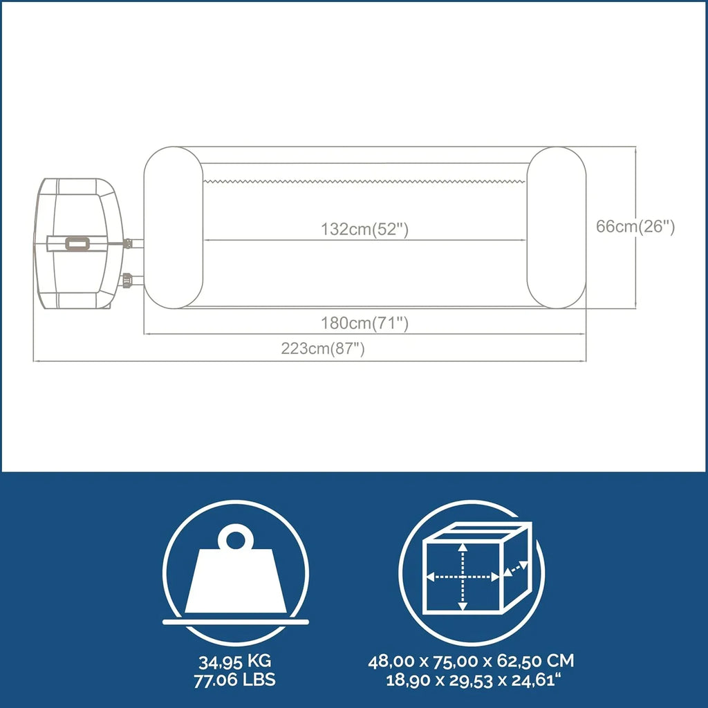 Bestway Lay-Z-SPA 71" x 26"/1,80 m x 66 cm Miami AirJet