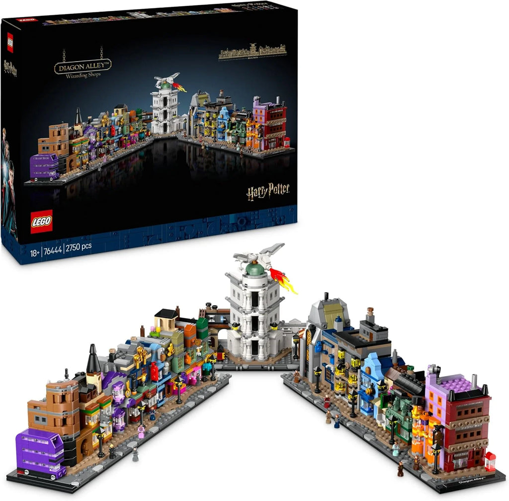 Harry Potter Lojas Mágicas do Beco Diagonal Maquete para Adultos e 12 Micro Figuras de Coleção, Nôitibus Andante, Presente para Mulheres e Homens, Decoração de Quarto, Conjunto de Magia 76444