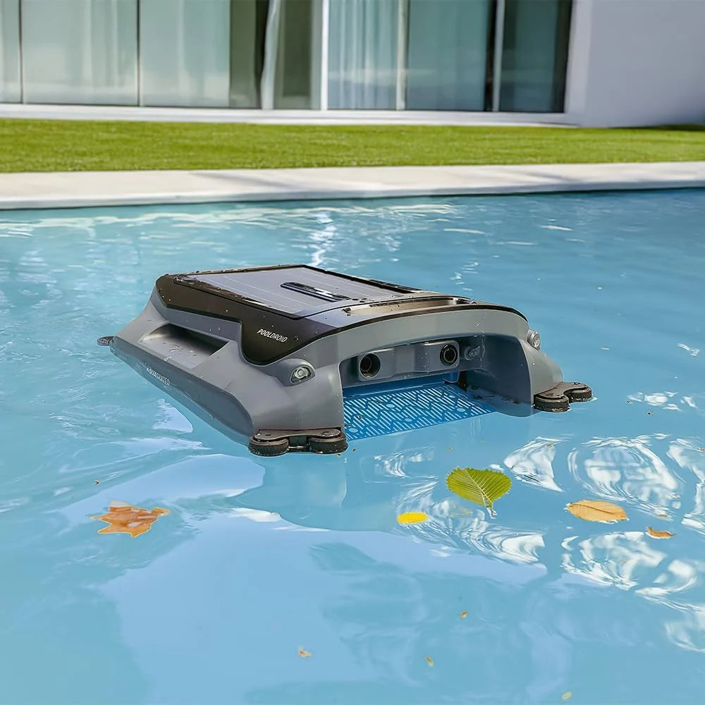 Cecotec Robô Limpador de Piscinas para Superfície e Linha de Flutuação Conga Pooldroid AquaSkater. Carregamento Solar, Autonomia de 16h, Cesto de 4,5L e Filtro de 187,5μm, Navegação com Sensores Ultrassónicos