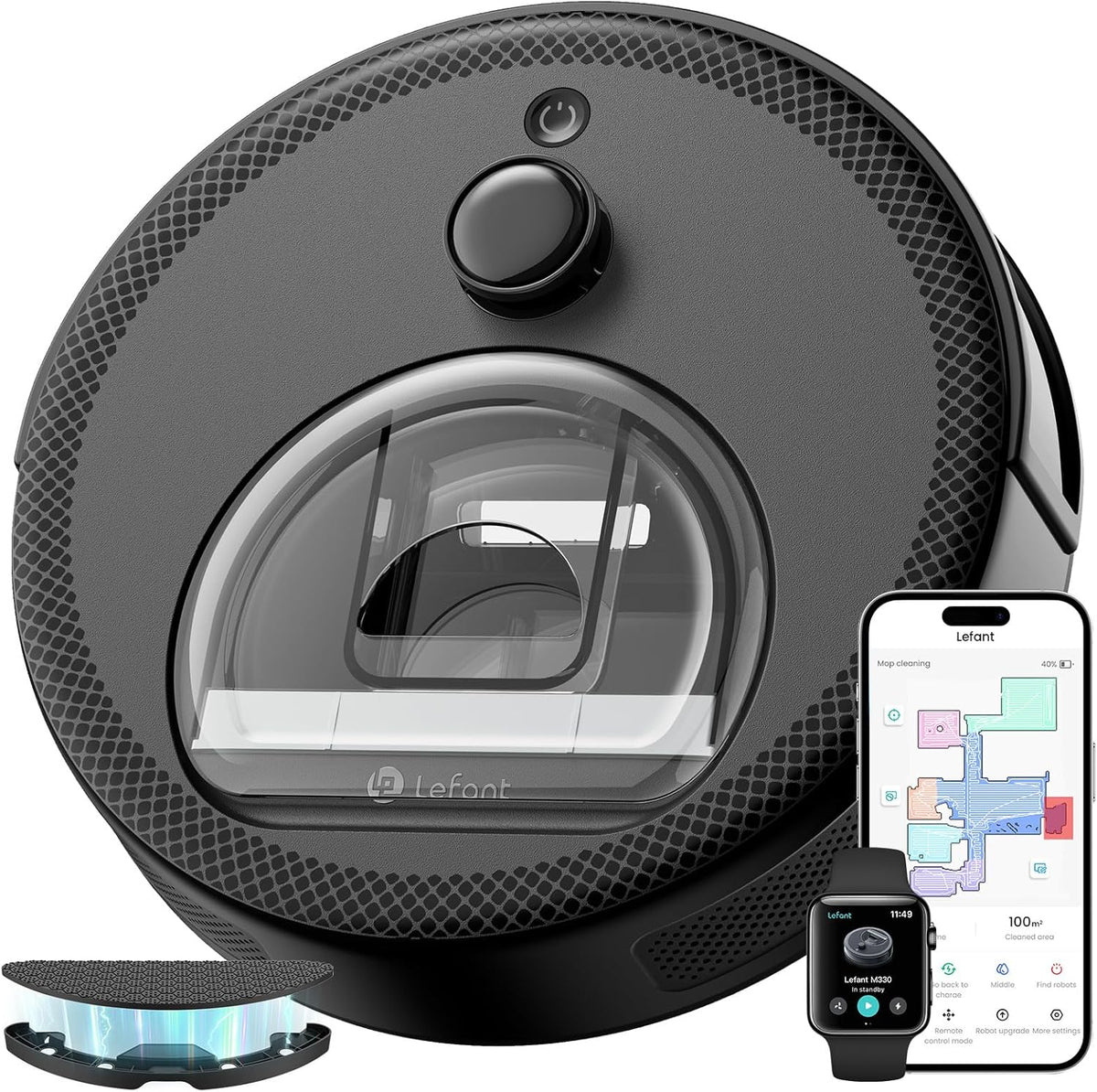 Aspirador Robô e Passador de Pano Lefant M330 Plus BN1