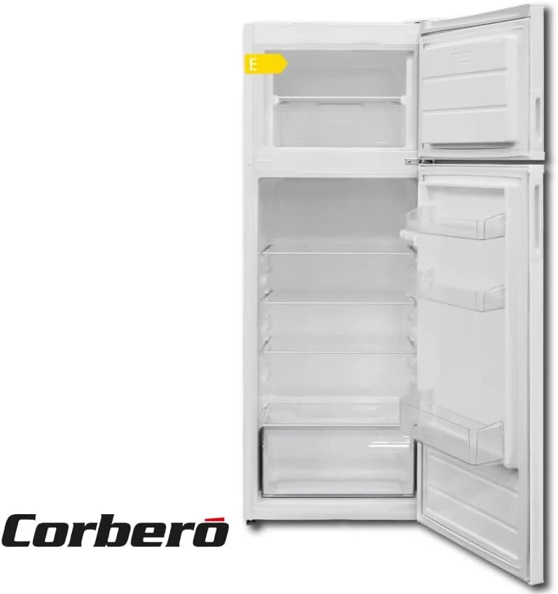 Corberó - Geladeira de 2 Portas | CF2PV21324W | 57x54x145 | Capacidade 212L | Luz Interna, Gaveta para Legumes, Prateleiras Ajustáveis na Porta, Degelo Manual, Prateleiras de Vidro, Porta-ovos, Bandejas de Gelo | Branco