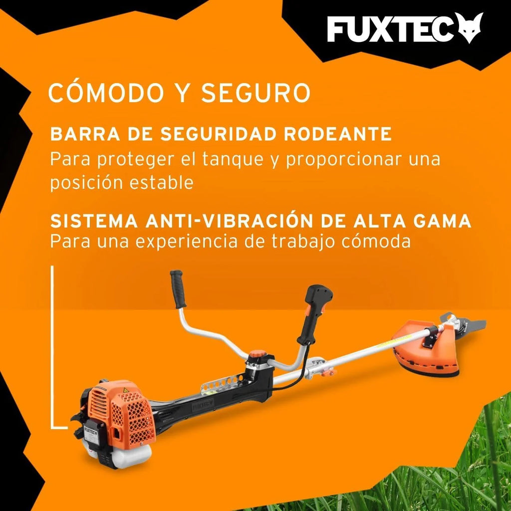Roçadeira profissional a gasolina FUXTEC 62cc 3,5 CV, multiferramenta 2 em 1, com alça de ombro, sistema antivibração, aparador multifuncional, motor 2 tempos