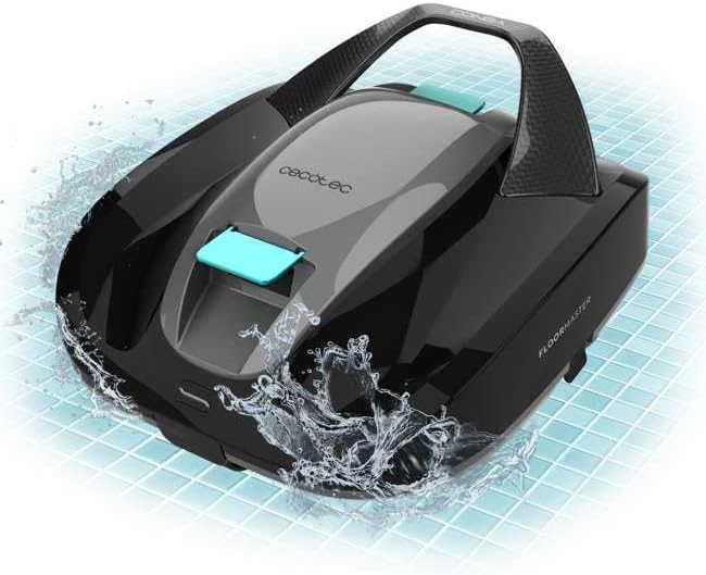 Cecotec Robô Limpa-fundos de Piscina sem Fio Conga Pooldroid 2000 FloorMaster. Autonomia 100min, Piscina sem Inclinações, até 80m2, Profundidade Máxima 2,5m, Capacidade 2,5L, Filtro de Alta Eficiência