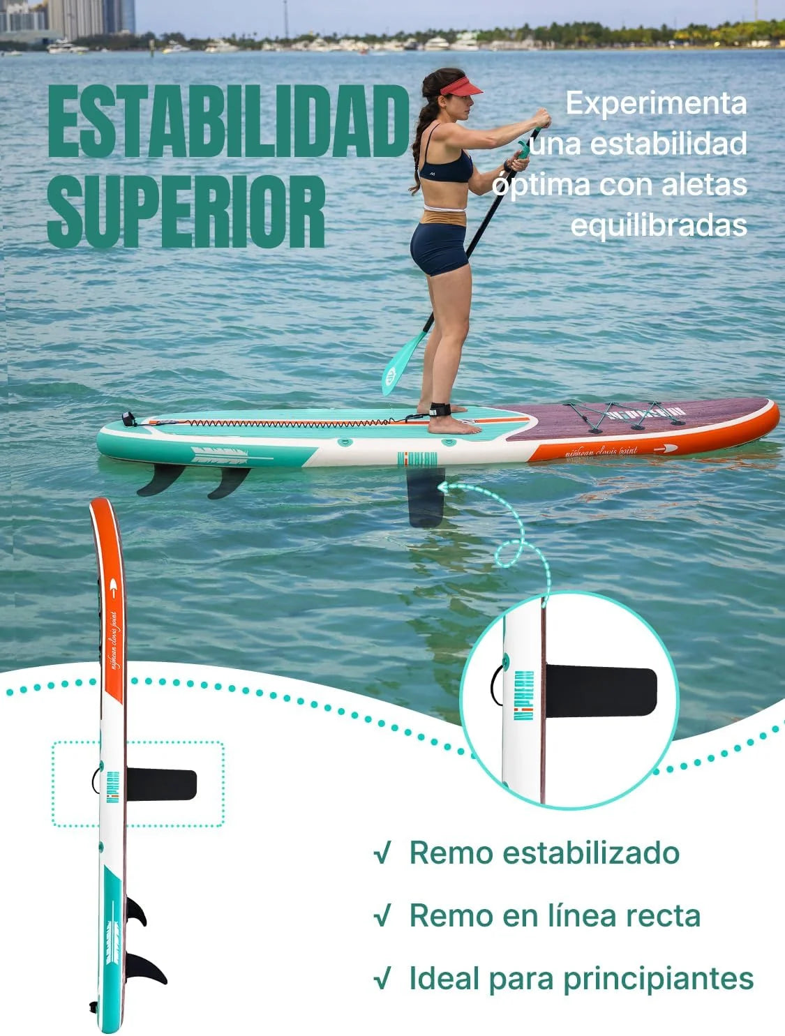 Niphean Prancha de Paddle Surf Inflável para Adultos com Todos os Acessórios, 320cm Paddle Surf Inflável para Todos os Níveis, SUP Capacidade 200kg para 2 Pessoas, Stand up Paddle Board com Assento