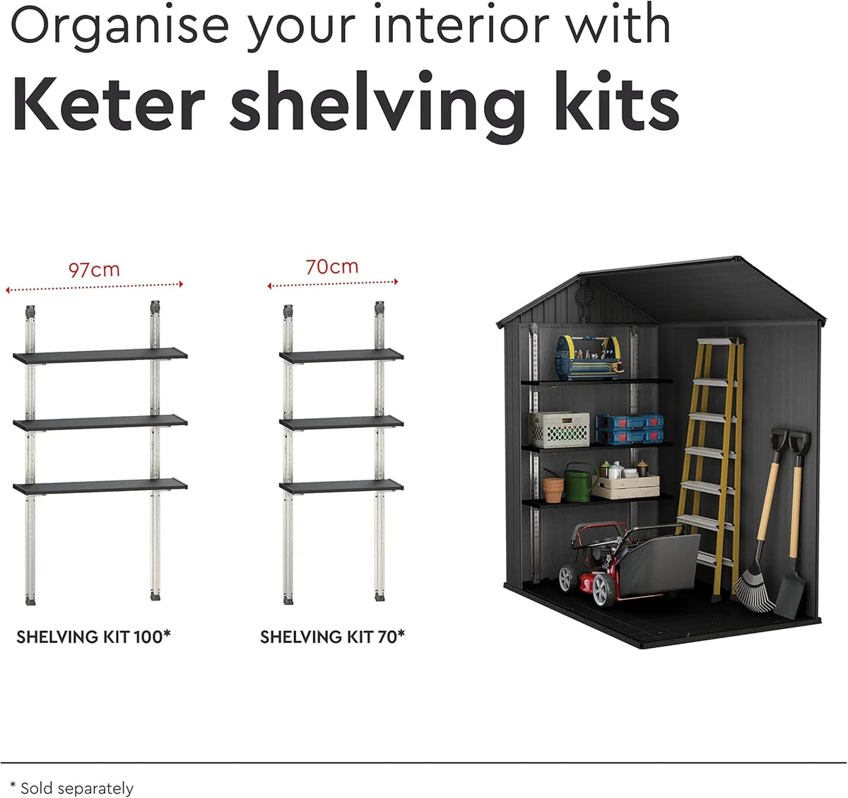 KETER Darwin 4x6 Casa de Jardim, 125.8 x 184.5 x 205 cm e 2.2 m², Piso, Sistema de Ventilação, Porta e Janela, Resistente à Água, Cor Cinza